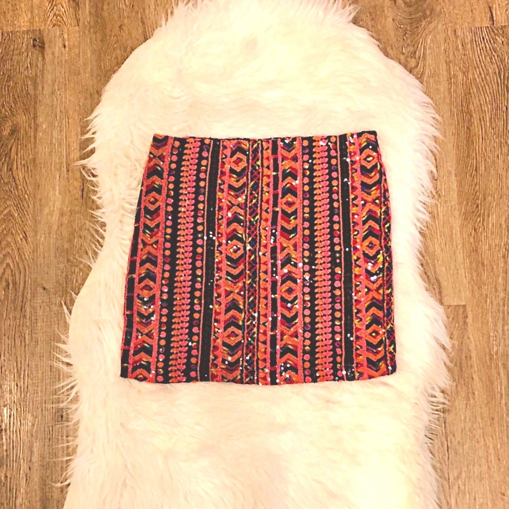 Aztec Print // Sequin Skirt